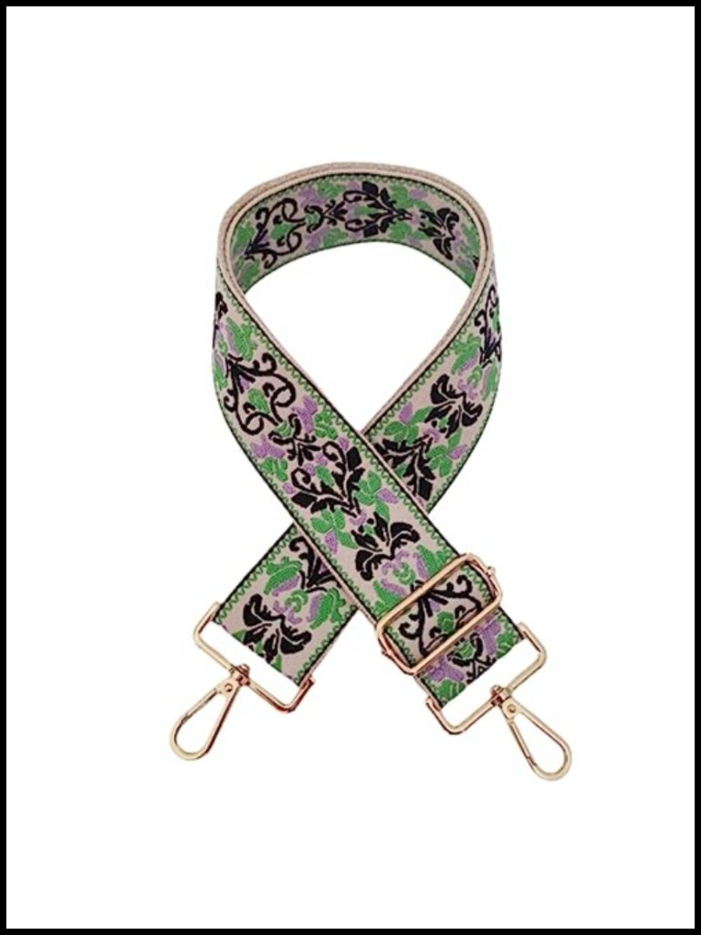 Adjustable Damask Floral Jacquard Bag Strap Replacement 2 Inch Wide Shoulder